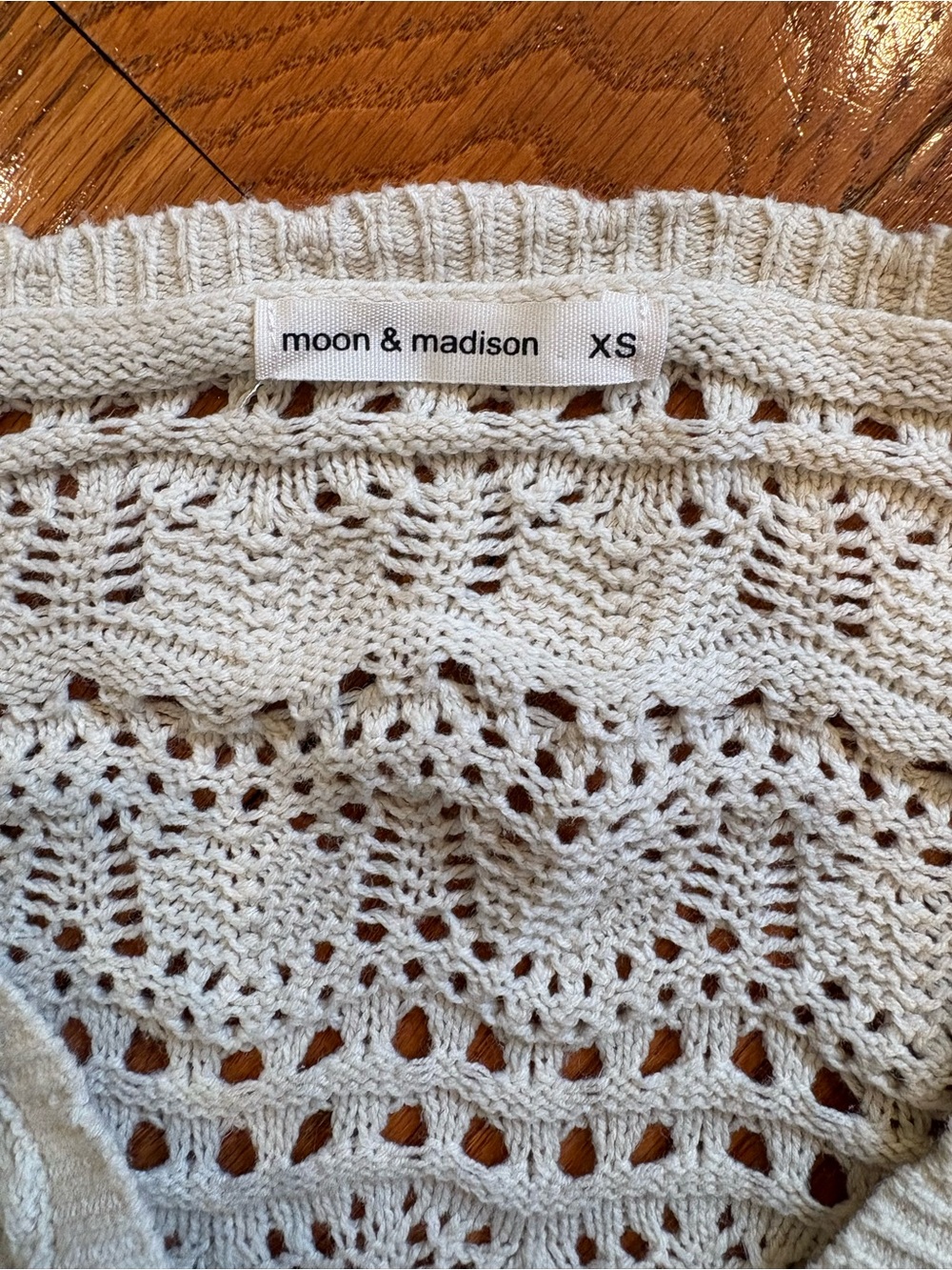 Moon & Madison Cream Crochet Cardigan XS Boho Lace Cropped Festival Cottagecore - Picture 2 of 5